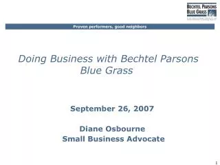 Doing Business with Bechtel Parsons Blue Grass