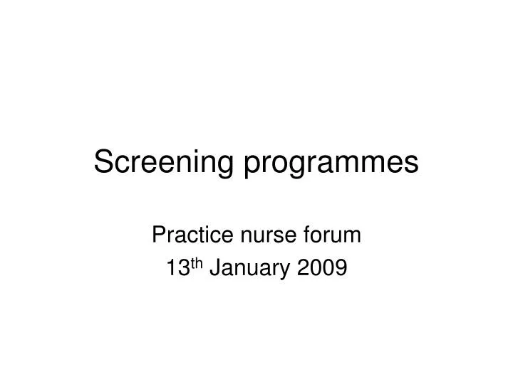 screening programmes