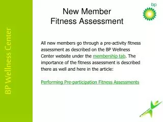 New Member Fitness Assessment