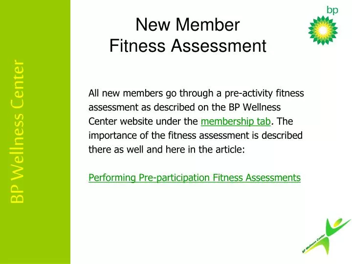 new member fitness assessment