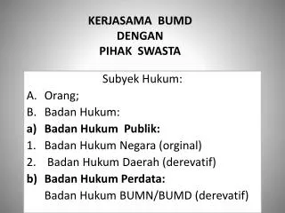 kerjasama bumd dengan pihak swasta