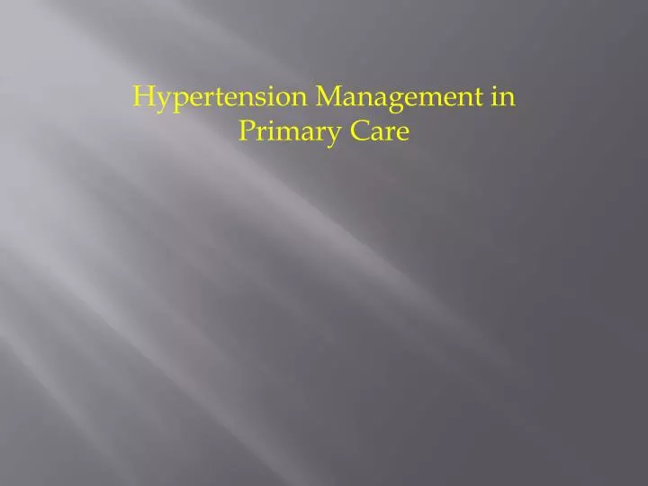 hypertension management in primary care