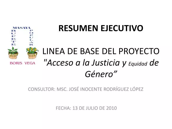 resumen ejecutivo linea de base del proyecto acceso a la justicia y equidad de g nero