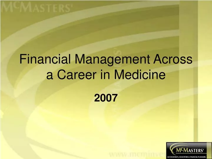 financial management across a career in medicine