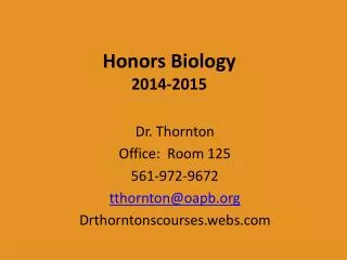 Honors Biology 2014-2015