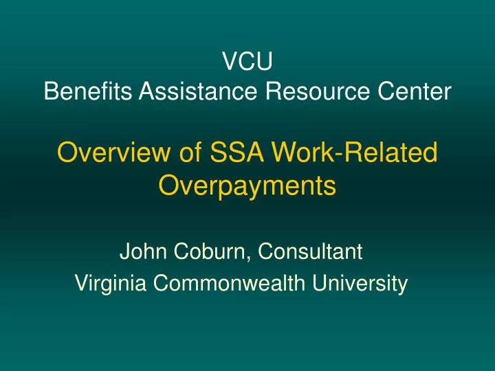 vcu benefits assistance resource center overview of ssa work related overpayments