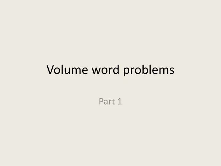 volume word problems