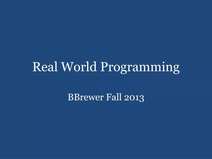 real world programming