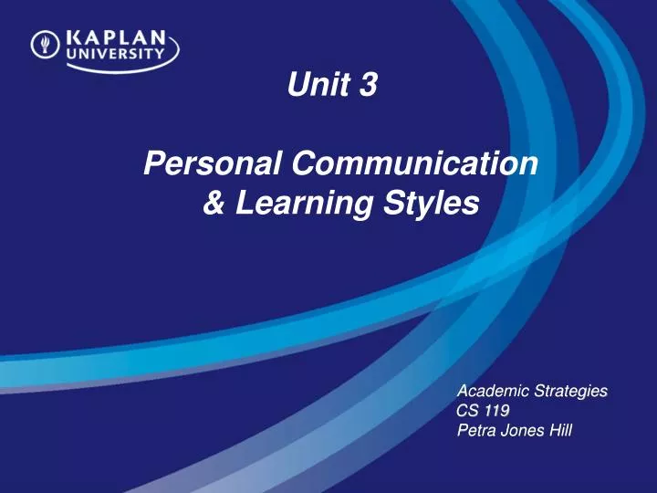 unit 3 personal communication learning styles