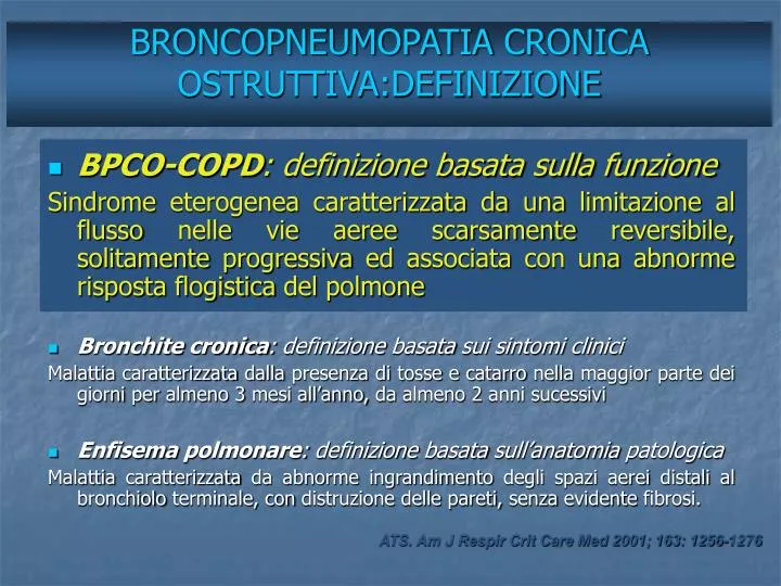 broncopneumopatia cronica ostruttiva definizione