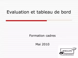 evaluation et tableau de bord