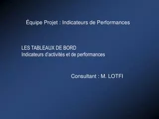 les tableaux de bord indicateurs d activit s et de performances