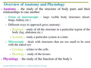 Overview of Anatomy and Physiology