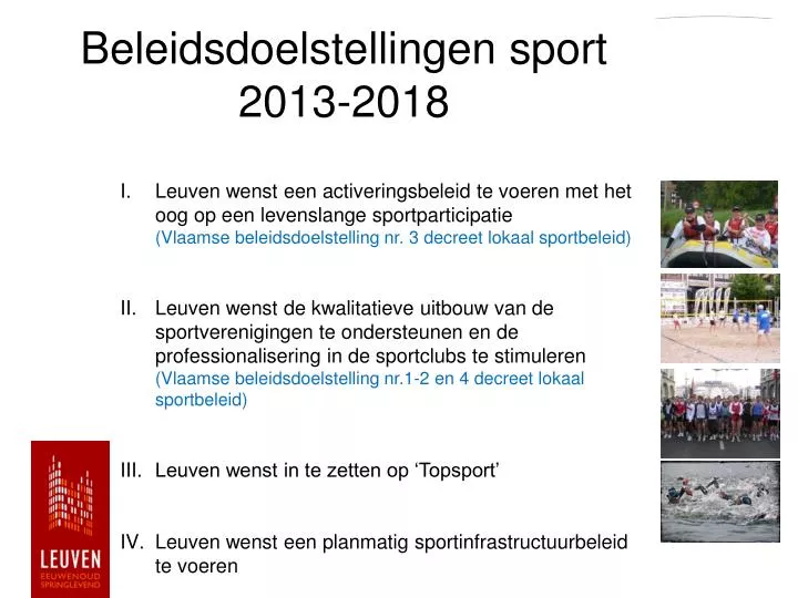 beleidsdoelstellingen sport 2013 2018