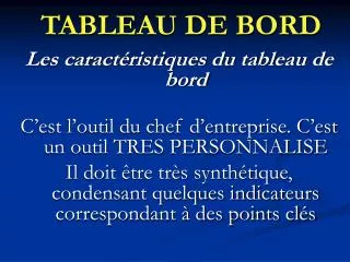 tableau de bord