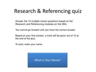 Research &amp; Referencing quiz