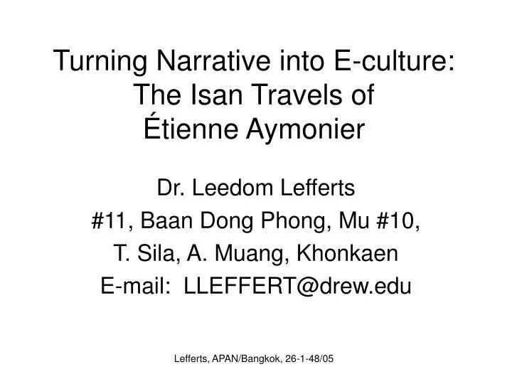 turning narrative into e culture the isan travels of tienne aymonier