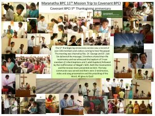 Maranatha BPC 11 th Mission Trip to Covenant BPCI