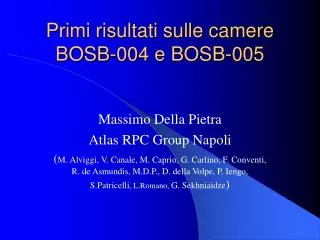 primi risultati sulle camere bosb 004 e bosb 005