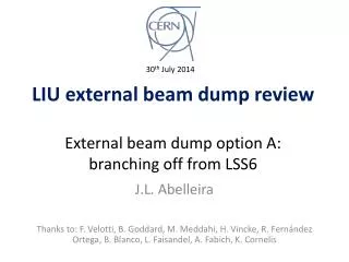 LIU external beam dump review External beam dump option A: branching off from LSS6