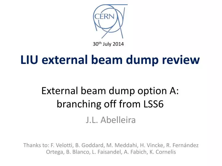 liu external beam dump review external beam dump option a branching off from lss6