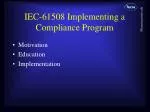 IEC-61508 Implementing a Compliance Program - slide 1