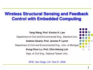 Wireless Structural Sensing and Feedback Control with Embedded Computing