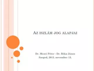 az iszl m jog alapjai