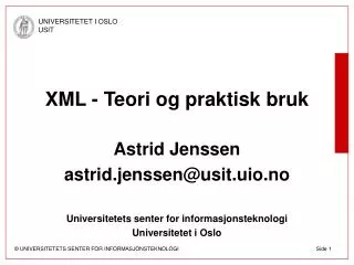 xml teori og praktisk bruk