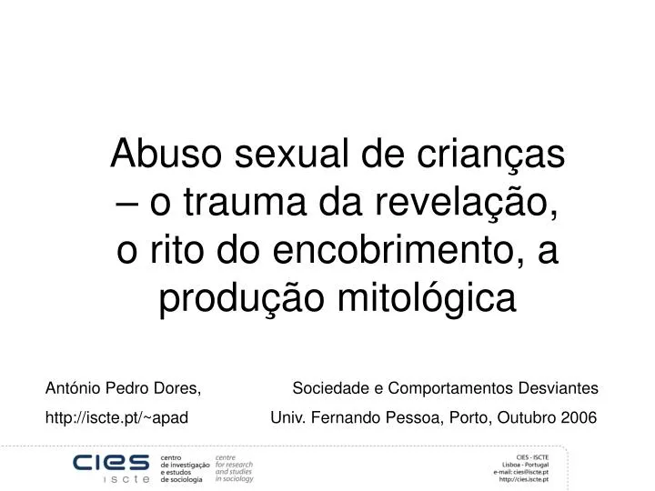 abuso sexual de crian as o trauma da revela o o rito do encobrimento a produ o mitol gica