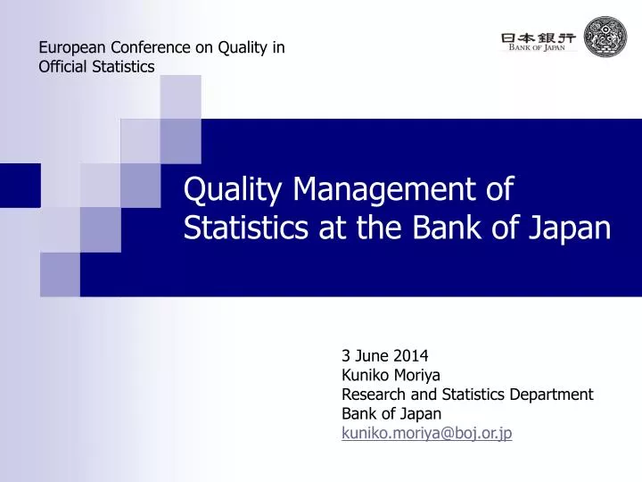 quality management of statistics at the bank of japan
