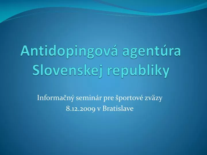 antidopingov agent ra slovenskej republiky