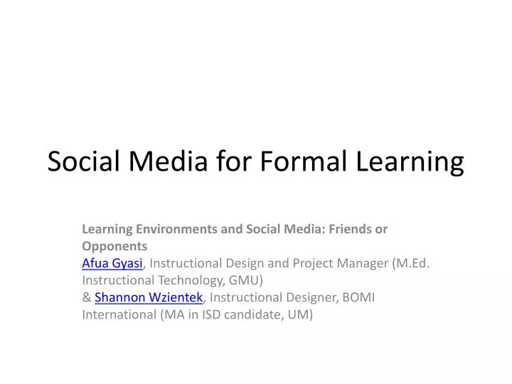 social media for formal learning