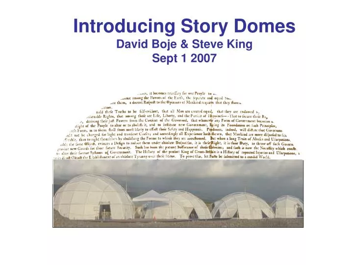 introducing story domes david boje steve king sept 1 2007