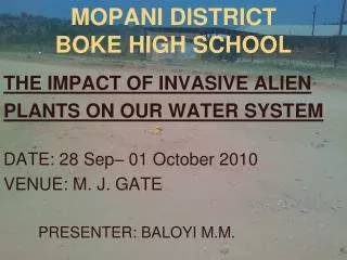 MOPANI DISTRICT BOKE HIGH SCHOOL