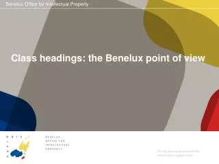Class headings: the Benelux point of view