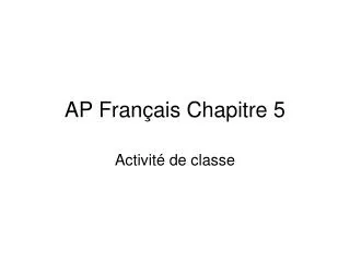ap fran ais chapitre 5