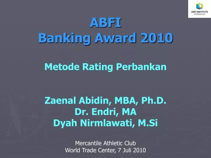 abfi banking award 20 10
