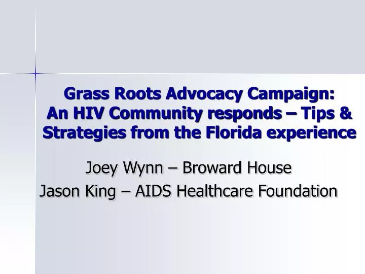 grass roots advocacy campaign an hiv community responds tips strategies from the florida experience