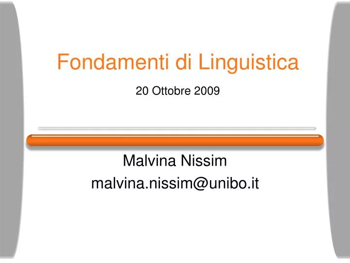 fondamenti di linguistica 20 ottobre 2009