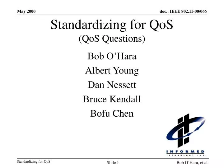 standardizing for qos qos questions