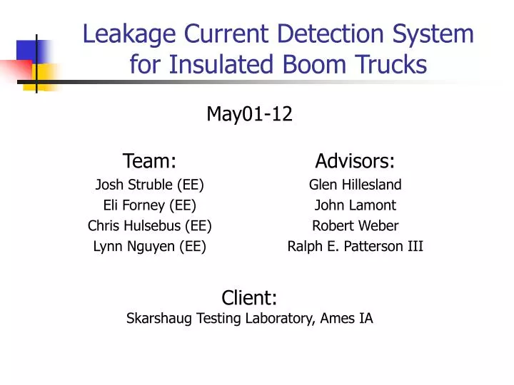 leakage current detection system for insulated boom trucks