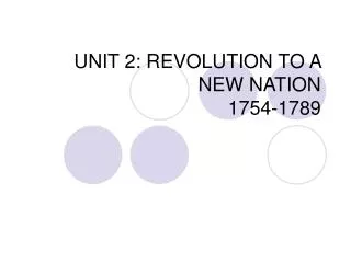 UNIT 2: REVOLUTION TO A NEW NATION 1754-1789