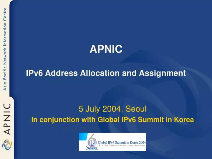 apnic ipv6 address allocation and assignment