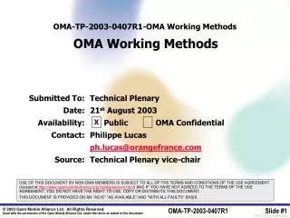 OMA-TP-2003-0407 R1 - OMA Working Methods OMA Working Methods
