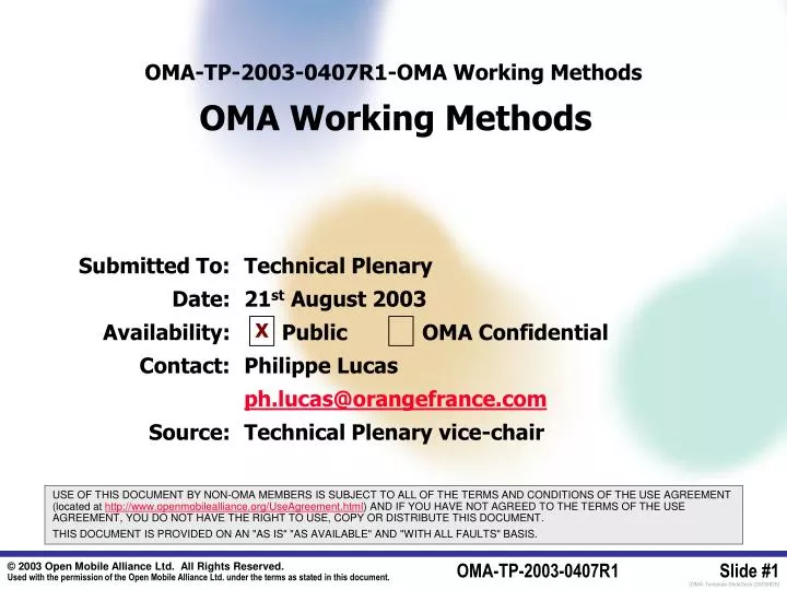 oma tp 2003 0407 r1 oma working methods oma working methods