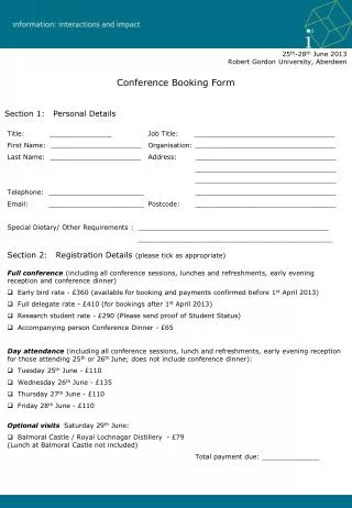 Conference Booking Form