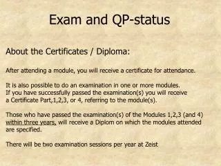 Exam and QP-status