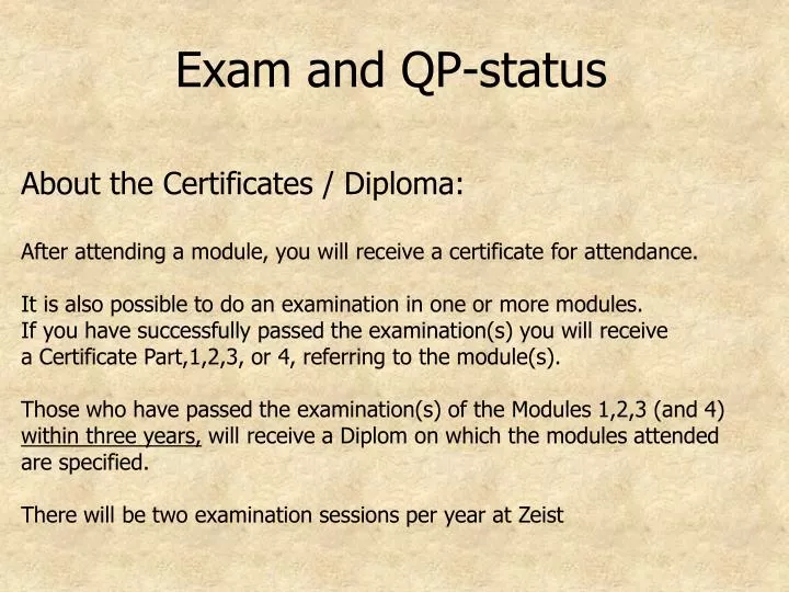 exam and qp status