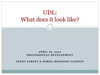 UDL: What does it look like ?
